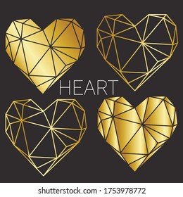 Abstract line heart, golden. vector illustration