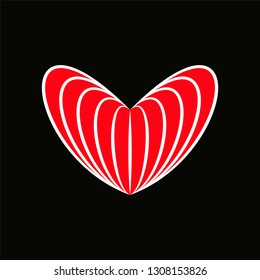 Abstract line heart vector icon on black background. Design element for Valentine day, holiday or greeting, decoration. Vector illustration.