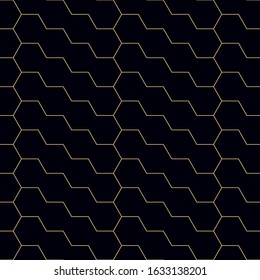 Abstract of  line hexagon geometric pattern seamless vector light gold line color dark blue background