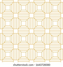 Patrón geométrico hexágono de línea abstracta sin fisuras vectorial luz dorada de fondo blanco