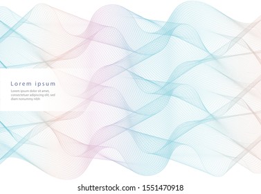 Abstract line holographic wave. Futuristic. Wonderful background in Holographic Foil. Modern surface design style. Packaging wrap paper. Banner, greetings card, poster Abstract line holographic wave. 