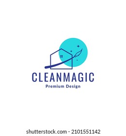 hogar de línea abstracta con pincel magia limpia símbolo logotipo icono vector gráfico diseño gráfico idea creativa