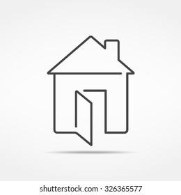 Abstract line house icon, vector eps10 illustration