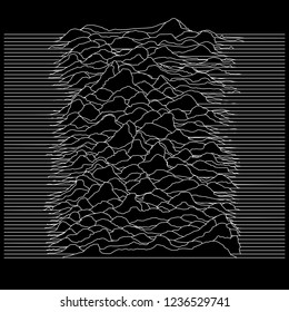 ilustración de línea abstracta con ondas de paisaje o sonido o fondo para alguna investigación científica