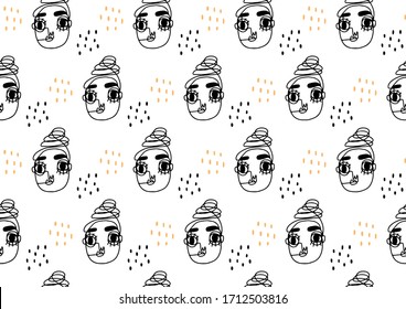 Abstract Line Illustration, Minimal Face Drawing In Lines. Abstract pattern.