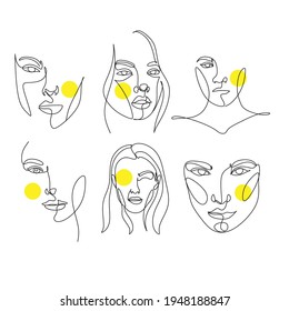 Abstract Line Illustration, Minimal Face Drawing In Lines. Fashion Sketch. Drawn Female Portrait, Minimalist Woman Art.