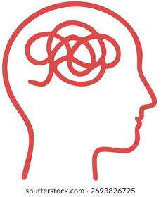 Abstract line inside head showing anxious or overthinking mind