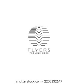 Abstract line leaf and feather logo design template flat vector illustration with circle frame emblem for premium branding. Elegant line symbol logotype in white background