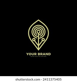 Abstract line leaf icon logo, vector graphic design	