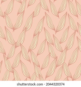 Abstract line leaves pattern. Botanical backdrop. Creative nature wallpaper. Design for fabric , textile print, wrapping, cover. vector illustration.