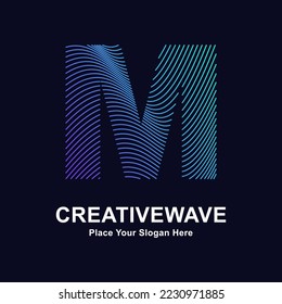 Abstract line letter M creative wave logo vector design. Suitable for business, technology, line logotype, abstract wave and nature 