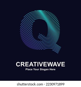 Abstract line letter Q creative wave logo vector design. Suitable for business, technology, line logotype, abstract wave and nature 