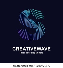 Abstract line letter S creative wave logo vector design. Suitable for business, technology, line logotype, abstract wave and nature 