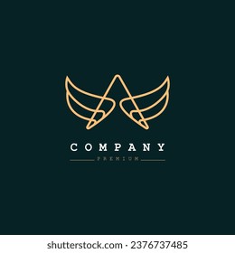 Abstract line letter A with wings shape. Logo template vector suitable for initial logo.