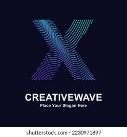 Abstract line letter X creative wave logo vector design. Suitable for business, technology, line logotype, abstract wave and nature 