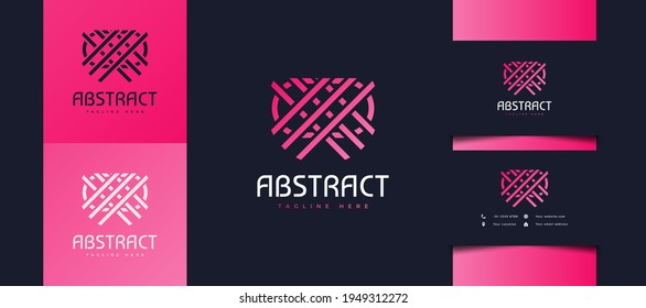 Abstract Line Logo Crossing Each Other in Pink Gradient, Usable for Business or Technology Identity