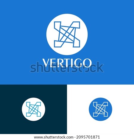 Abstract line logo design concept. Minimal company brand logomark illustration. Can representing tech, system, metaverse, robot, art.