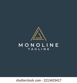 Abstract line logo design that forms a triangle like the letter A.