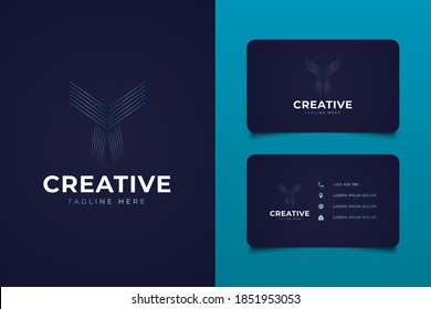 Logo de línea abstracta en concepto de gradiente formando una corbata o un halcón elegante para su identidad empresarial o logotipo