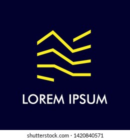 abstract line logo icon with building logo illustration for builder and hotel company