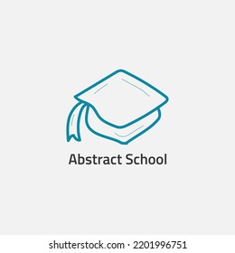 Abstract line logo in the shape of a graduation cap.