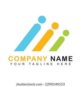 Abstract line logo vector. Three colored human outline design. Print design for corporate business.