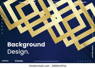 Resumen línea de lujo azul oscuro y fondo dorado. Cubierta del planificador y diario para impresión. Diseño abstracto para folletos de cuadernos y libros escolares. Papel portátil. Folleto, libro, plantilla de revista.