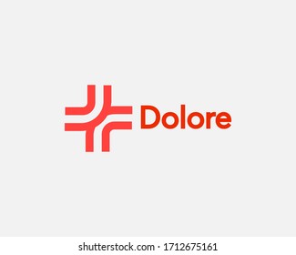 Abstract line medical cross logo design. Plus logotype icon design modern minimal style illustration.