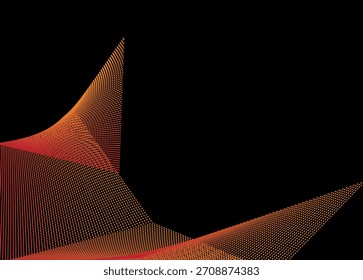 Fundo de malha de linha abstrata - grade de onda de gradiente no design de vetor preto