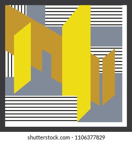 Abstract line modern geometric native pattern on yellow