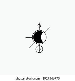 Abstract line and moon. Space moon star astronomy eclipse abstract sun dark abstrak, vector, symbol, logo, icon, sign, Illustration Minimalist.