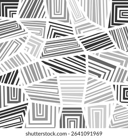 An abstract line mosaic pattern in black and white, with hand-drawn geometric blocks. The high-contrast striped layout makes it perfect for modern design projects, packaging, fashion, and interior con
