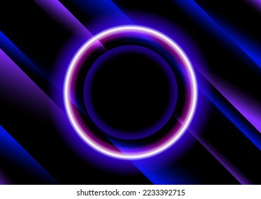 Abstract line motion blue and light ring background vector.