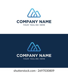 abstract line mountain logo vector