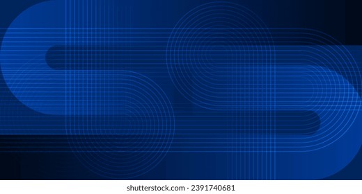 Resumen del movimiento de línea fondo azul.El arte de línea se mueve de varias maneras sobre el color de gradiente.Ilustraciones vectoriales.