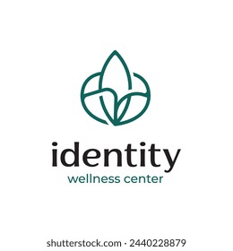 abstract line nature lotus flower for wellness spa salon logo design