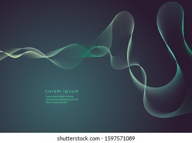 Abstract line Neo mint wave. Futuristic. Wonderful background in Science and Innovation for Bio-Sustainability. Modern surface design style.
