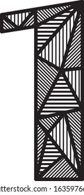 Abstract line number one on a white background. Figure Vector Digit 1