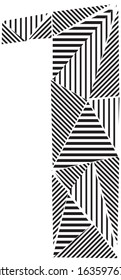 Abstract line number one on a white background. Figure Vector Digit 1