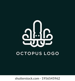 Abstract Line Octopus Logo Design Concept.