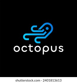 Abstract Line Octopus Logo Design