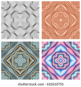 Abstract line ornamental patterns set. Vector backgrounds