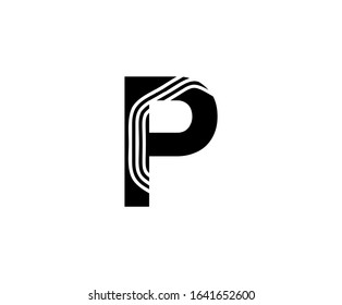 Abstract Line P Letter Icon Design