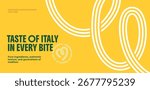 Abstract Line Pasta Food Pattern. Vector Italian Spaghetti Food Background. Yellow Ramen and Noodle Texture. Wave Line Shape Pasta Package Design