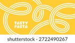 Abstract Line Pasta Pattern. Food Background with Yellow Spaghetti Waves. Vector Package Design for Italian Pasta, Chinese Noodles and Asian Ramen