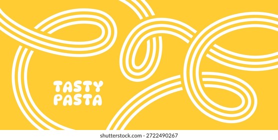 Padrão de Massa de Linha Abstrata. Fundo de alimento com ondas de espaguete amarelo. Projeto de Pacote Vetorial para Massa Italiana, Macarrão Chinês e Ramen Asiático