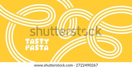 Abstract Line Pasta Pattern. Food Background with Yellow Spaghetti Waves. Vector Package Design for Italian Pasta, Chinese Noodles and Asian Ramen
