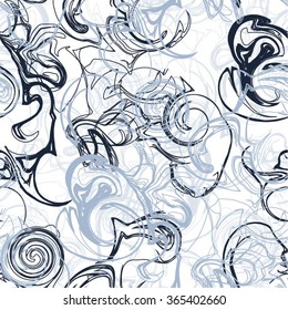 Abstract line pattern, chaos, spiral, seamless vector background.
