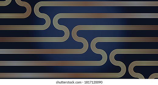 Abstract line pattern luxury blue and gold