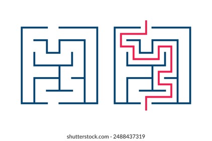 abstract line pattern maze banner find your way out of confusion vector